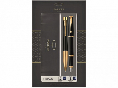 Подарочный набор из 2-х ручек Parker URBAN Muted black GT перьевая и шариковая ручки — РПК «Прогресс»