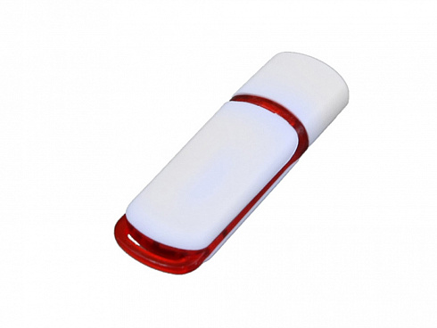 Флешка 3.0 промо прямоугольной классической формы с цветными вставками, 64 Гб, белый/красный — РПК «Прогресс»