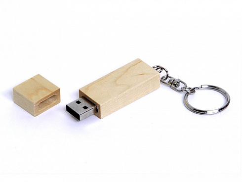 USB-флешка на 16 Гб прямоугольная форма, колпачек с магнитом, натуральный — РПК «Прогресс»