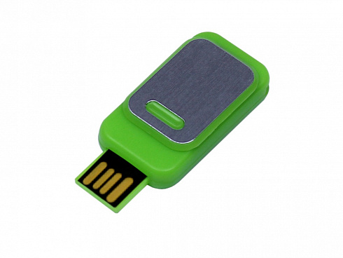USB-флешка промо на 32 Гб прямоугольной формы, выдвижной механизм, зеленый — РПК «Прогресс»