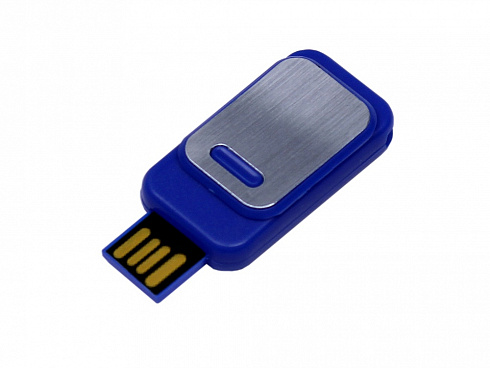 USB-флешка промо на 32 Гб прямоугольной формы, выдвижной механизм, синий — РПК «Прогресс»