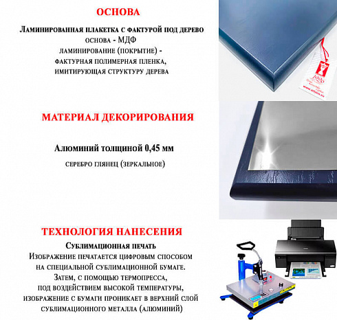 Плакетка с металлической пластиной