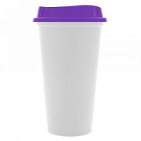 Стакан с крышкой Color Cap White, белый с фиолетовым