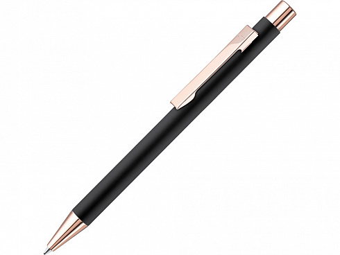 Ручка шариковая металлическая STRAIGHT RO GO GUM, soft-touch, черный/золотистый — РПК «Прогресс»