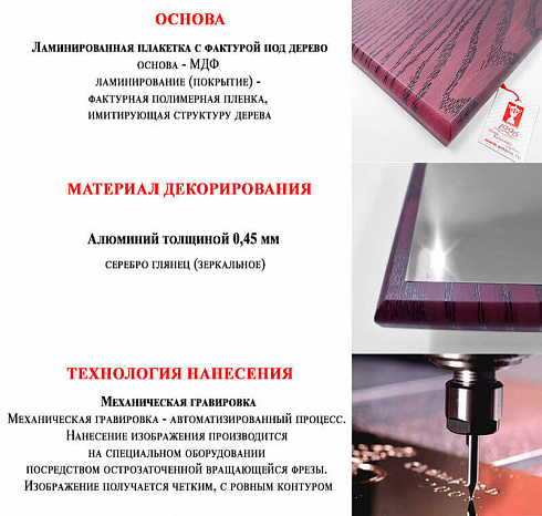 Плакетка с металлической пластиной