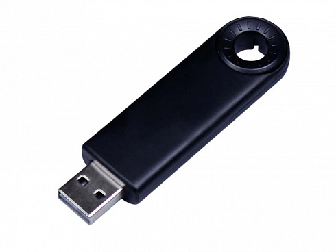 USB-флешка промо на 64 Гб прямоугольной формы, выдвижной механизм, черный — РПК «Прогресс»