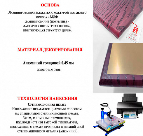 Плакетка с металлической пластиной