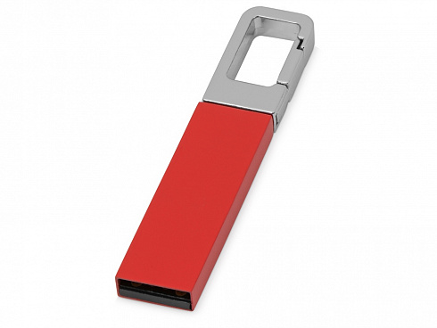 Флеш-карта USB 2.0 16 Gb с карабином Hook, красный/серебристый — РПК «Прогресс»