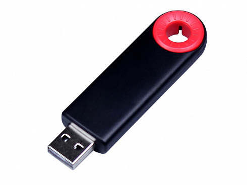 USB-флешка промо на 32 Гб прямоугольной формы, выдвижной механизм, красный — РПК «Прогресс»