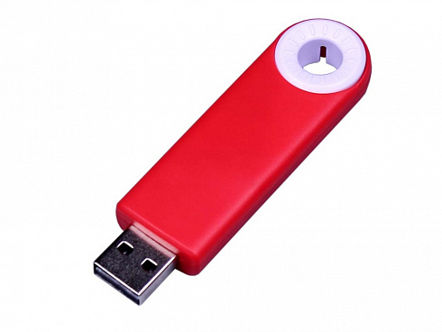 USB-флешка промо на 32 Гб прямоугольной формы, выдвижной механизм, белый — РПК «Прогресс»