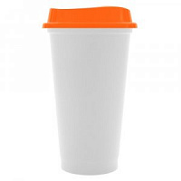 Стакан с крышкой Color Cap White, белый с оранжевым