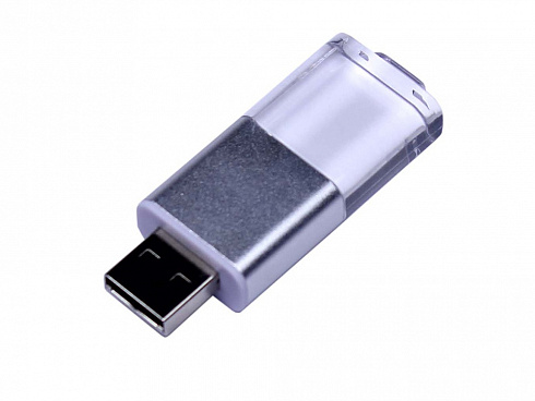 USB-флешка промо на 32 Гб прямоугольной формы, выдвижной механизм, белый — РПК «Прогресс»