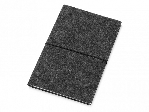 Блокнот из RPET-фетра А5 Felt, гибкая обложка, 80 листов 70 гр/м2 белой бумаги, темно-серый — РПК «Прогресс»