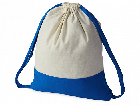 Рюкзак-мешок Cotton из хлопка 170 г, натуральный/синий — РПК «Прогресс»