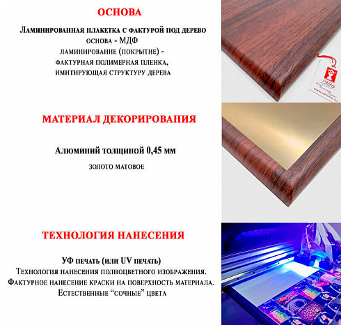 Плакетка с металлической пластиной