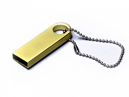 USB 2.0-флешка на 4 Гб с мини чипом и круглым отверстием, золотистый — РПК «Прогресс»