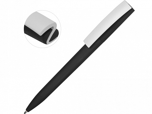 Ручка пластиковая soft-touch шариковая Zorro, черный/белый — РПК «Прогресс»