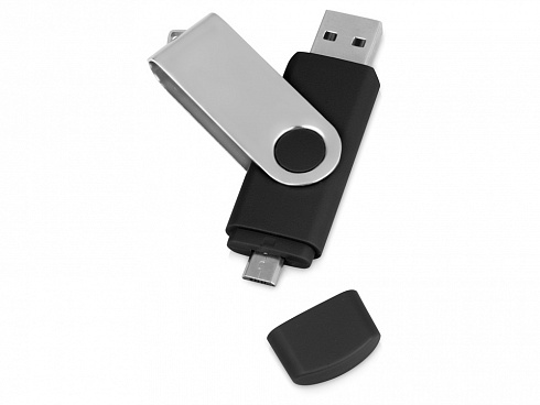 USB/micro USB-флешка 2.0 на 16 Гб Квебек OTG, черный — РПК «Прогресс»