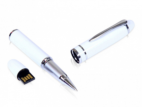 USB-флешка на 16 Гб в виде ручки с мини чипом, белый — РПК «Прогресс»