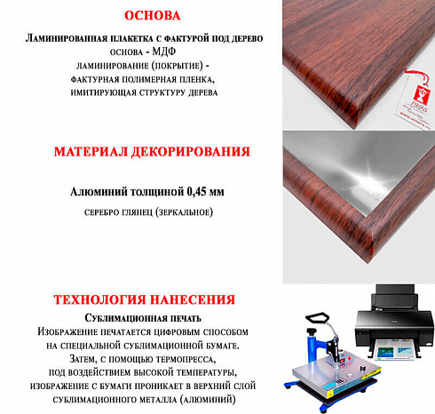 Плакетка с сублимационной печатью на металлической пластине