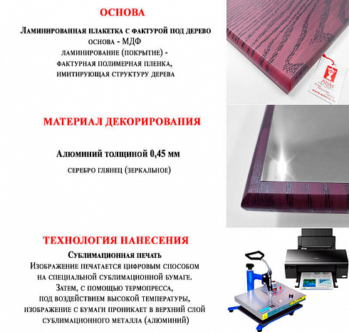 Плакетка с металлической пластиной