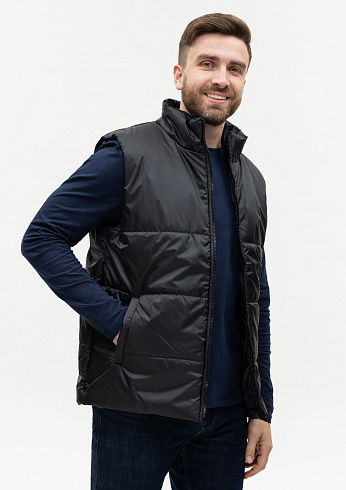 Жилет унисекс STAN утепленный таффета 210T,200, 84, Чёрный,  (20)  (60-62/5XL)