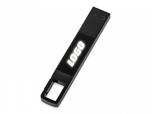 USB 2.0- флешка на 32 Гб c подсветкой логотипа Hook LED, темно-серый, белая подсветка — РПК «Прогресс»