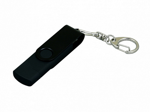 Флешка с поворотным механизмом, c дополнительным разъемом Micro USB, 16 Гб, черный — РПК «Прогресс»