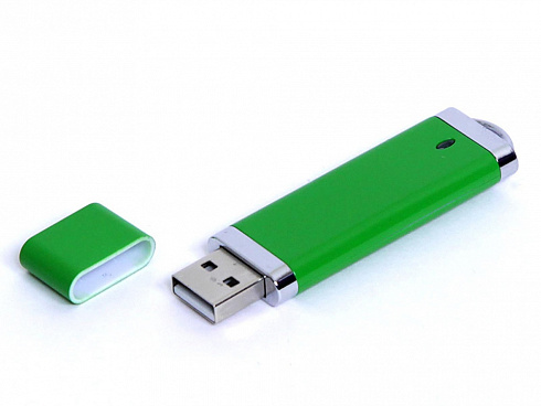 USB-флешка промо на 128 Гб прямоугольной классической формы, зеленый — РПК «Прогресс»