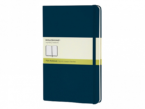Записная книжка Moleskine Classic (нелинованный) в твердой обложке, Large (13х21см), голубой сапфир — РПК «Прогресс»
