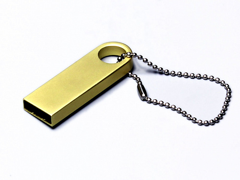 USB 2.0-флешка на 512 Мбайт с мини чипом и круглым отверстием, золотистый — РПК «Прогресс»