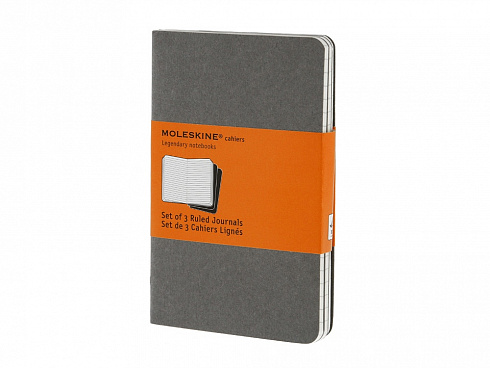 Записная книжка Moleskine Cahier (в линейку, 3 шт.), Pocket (9х14см), серый — РПК «Прогресс»