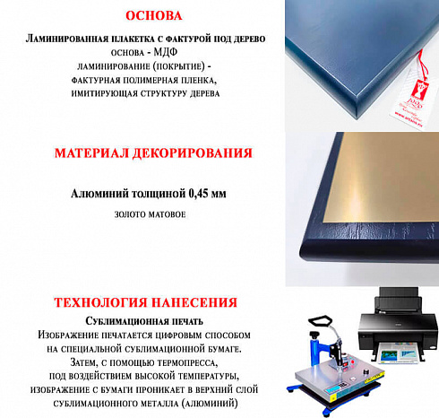 Плакетка с металлической пластиной