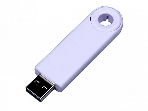 USB-флешка промо на 64 Гб прямоугольной формы, выдвижной механизм, белый — РПК «Прогресс»