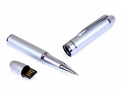 USB-флешка на 64 ГБ в виде ручки с мини чипом, серебро — РПК «Прогресс»