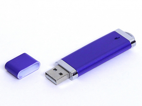 USB-флешка промо на 128 Гб прямоугольной классической формы, синий — РПК «Прогресс»
