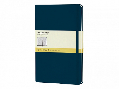 Записная книжка Moleskine Classic (в клетку) в твердой обложке, Large (13х21см), голубой сапфир — РПК «Прогресс»