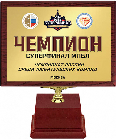 Награда с плакеткой и с УФ печатью на металле (бордовая)
