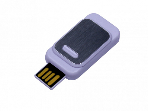 USB-флешка промо на 32 Гб прямоугольной формы, выдвижной механизм, белый — РПК «Прогресс»