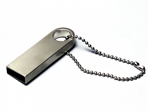USB 2.0-флешка на 512 Мбайт с мини чипом и круглым отверстием, серебристый — РПК «Прогресс»