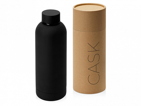Вакуумная термобутылка Cask Waterline, soft touch, 500 мл, тубус, черный — РПК «Прогресс»