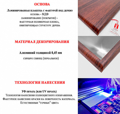 Плакетка с металлической пластиной