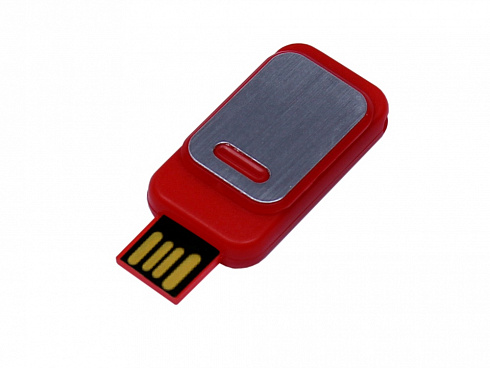USB-флешка промо на 32 Гб прямоугольной формы, выдвижной механизм, красный — РПК «Прогресс»