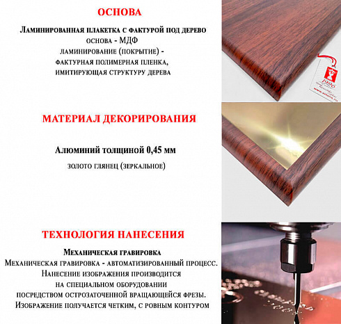 Плакетка с металлической пластиной
