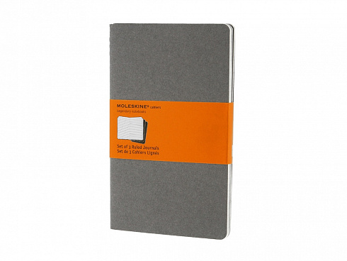 Записная книжка Moleskine Cahier (в линейку, 3 шт.), Large (13х21см), серый — РПК «Прогресс»