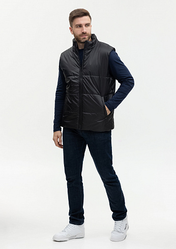 Жилет унисекс STAN утепленный таффета 210T,200, 84, Чёрный,  (20)  (60-62/5XL)