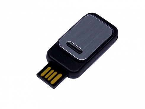 USB-флешка промо на 32 Гб прямоугольной формы, выдвижной механизм, черный — РПК «Прогресс»