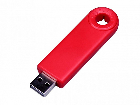 USB-флешка промо на 64 Гб прямоугольной формы, выдвижной механизм, красный — РПК «Прогресс»