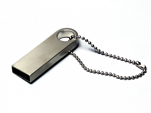 USB 2.0-флешка на 128 Гб с мини чипом и круглым отверстием, серебристый — РПК «Прогресс»