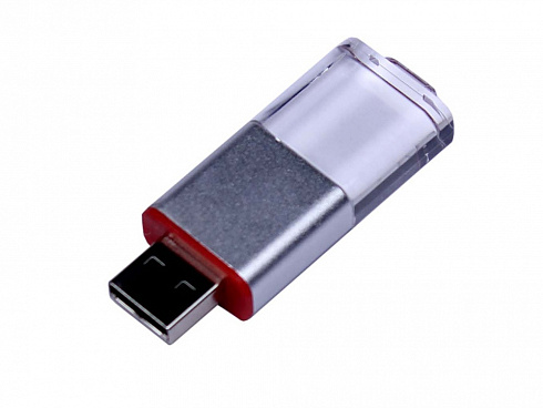 USB-флешка промо на 32 Гб прямоугольной формы, выдвижной механизм, красный — РПК «Прогресс»